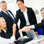 Diverse business group meeting