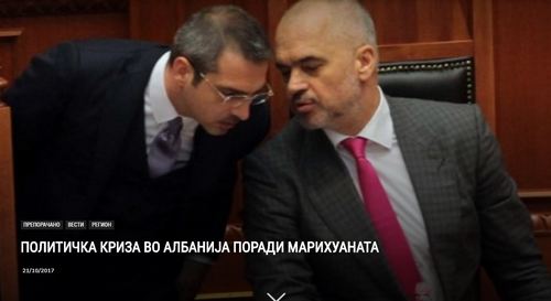 Ο Σαλί Μπερίσα σε συνέντευξή του στην τηλεόραση  Έντι Ράμα  ελέγχει την παραγωγή και τη διακίνηση μαριχουάνας στην Αλβανία.