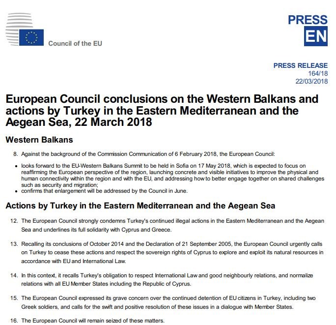 Καταδίκη απευθύνουν οι Ευρωπαίοι ηγέτες στην Άγκυρα, με αφορμή την τουρκική προκλητικότητα στο Αιγαίο και στην Κύπρο,